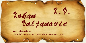 Kokan Valjanović vizit kartica